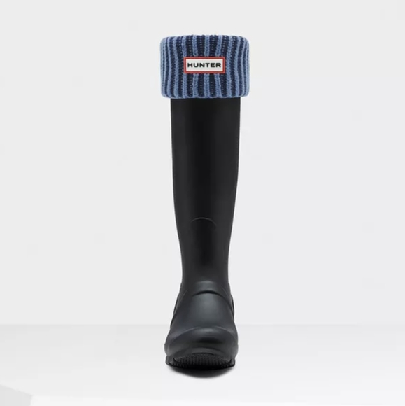 Hunter Accessories - Hunter Boot SOCKS Tall Blue Knitted Stripes